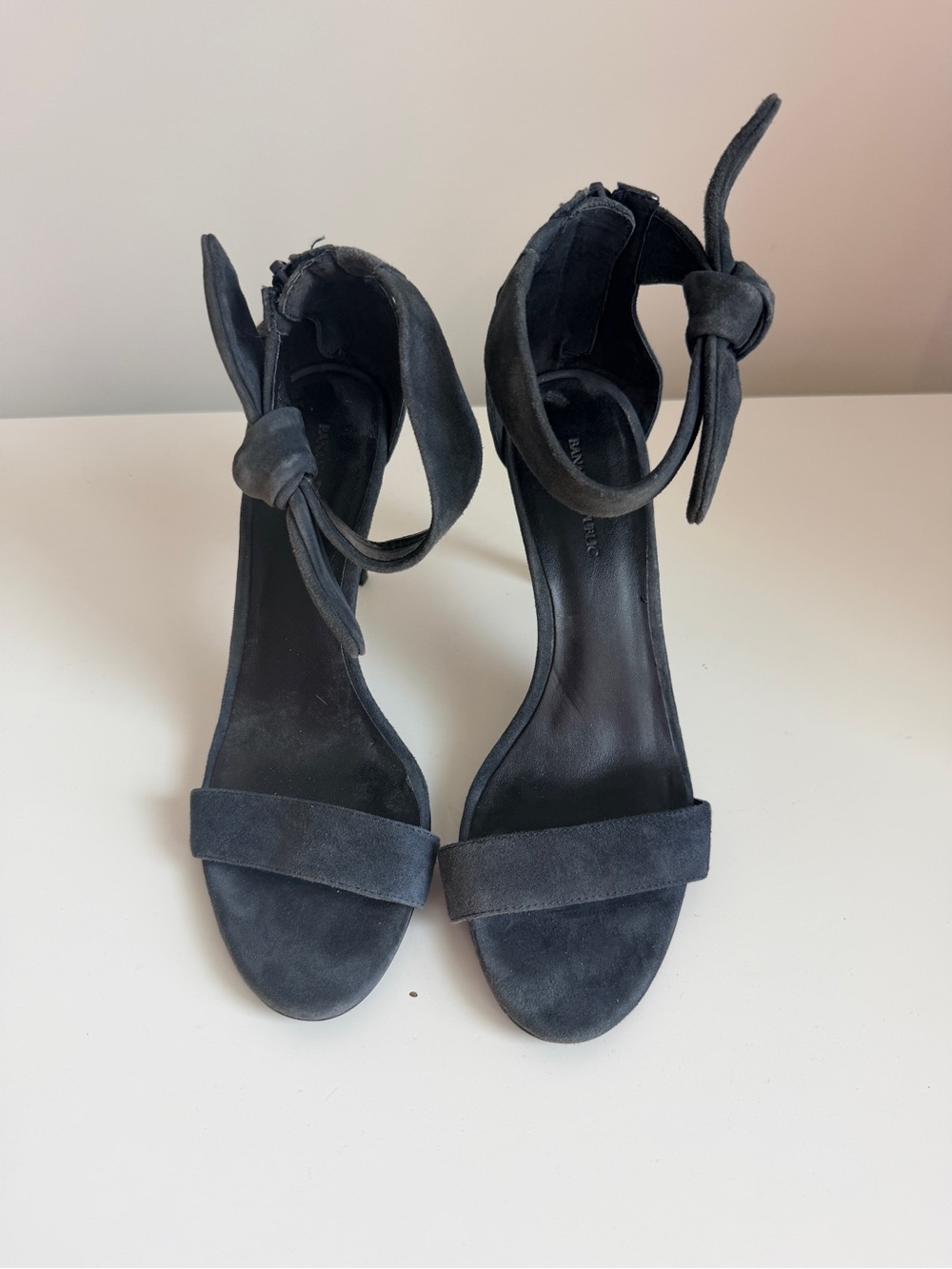 Banana Republic, Navy Ankle-Strap Bow Suede Stilettos, Blue, US 8.5 - Picture 5 of 9